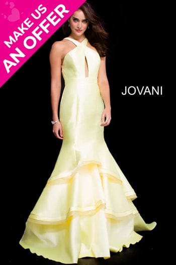 JOVANI lemon satin fishtail with cross keyhole front RRP £600💛💛💛💛💛💛💛💛💛💛💛💛💛💛💛💛