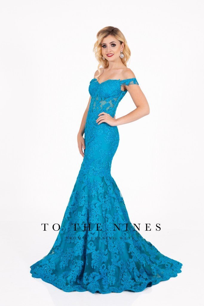 Tnc414 teal to the nines lace dress  RRP £ 590