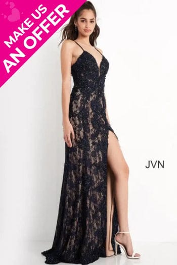 Jvn05757 jovani navy lace dress  RRP £ 620