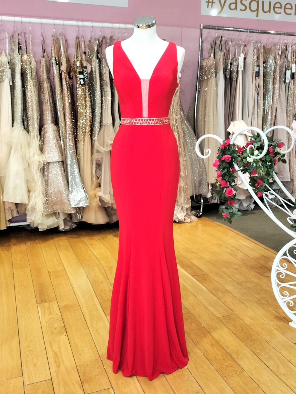 Dynasty red dress with crystal back RRP £450